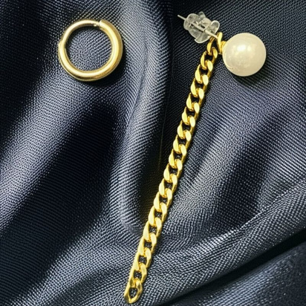 Асимметричные серьги с жемчугом и цепью 1J11835CJJ