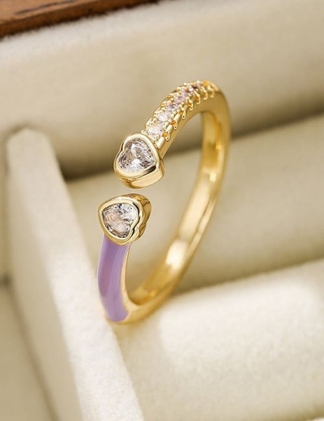 Кольцо с жемчужинами и лавандовой эмалью L98366