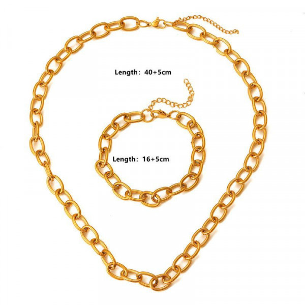 Браслет массивный с овальными звеньями в стиле гранж CJL32701