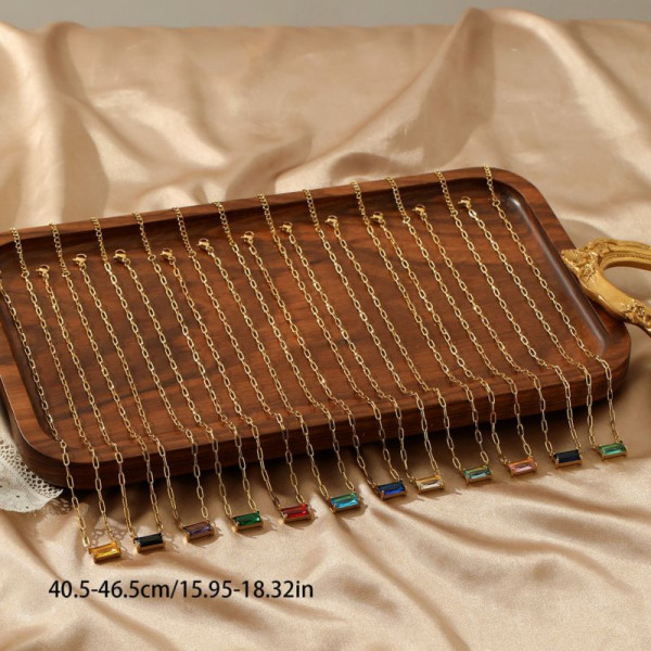 Золотистая цепочка с прямоугольным камнем CJN91514