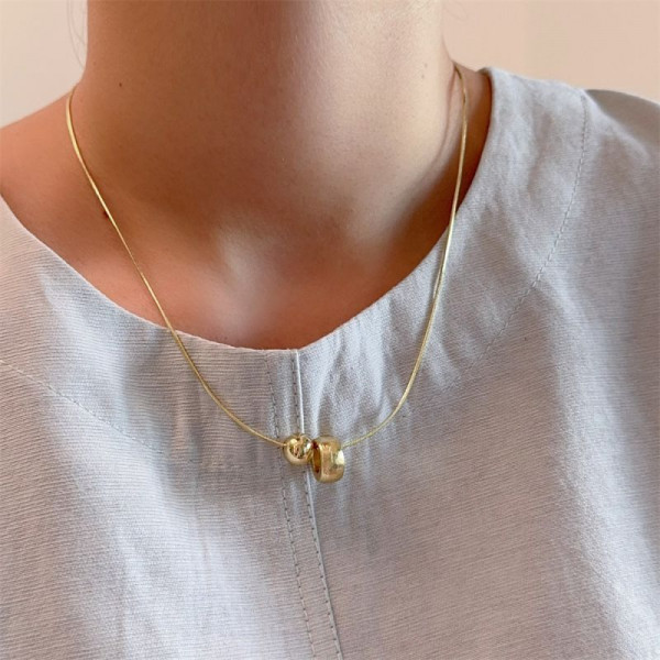 Тонкая цепочка с двойной подвеской в форме куба и кристалла CJP41092