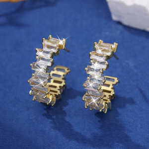 Серьги-полукольца с багетными кристаллами CJL32158