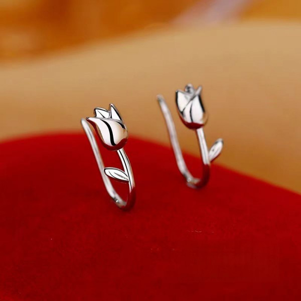 Серьги цветы медь напыление платиной 1J12404CJJ