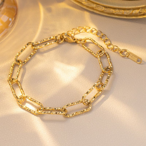 Браслет-цепочка с фактурными овальными звеньями 1J12009CJJ