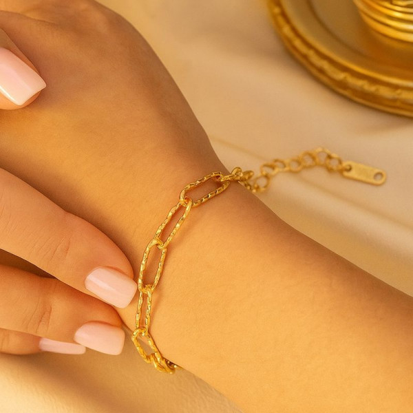 Браслет-цепочка с фактурными овальными звеньями 1J12009CJJ