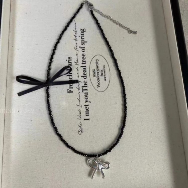 Стильный Чокер из темного бисера с изящным бантом J10743CJJ