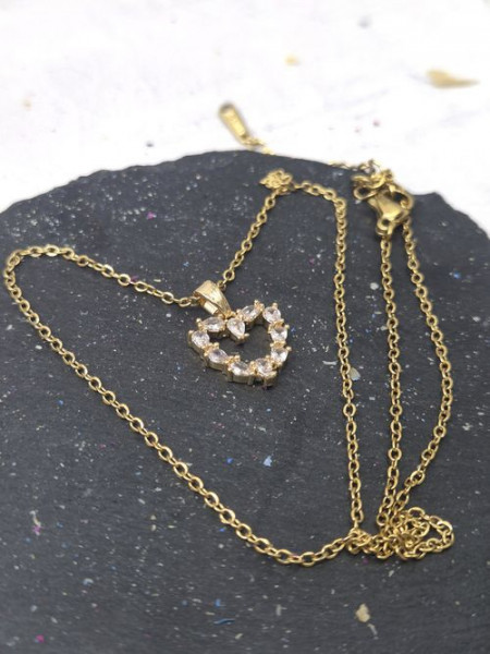 Цепочка с подвеской в форме сердца с фианитами J10822CJJ