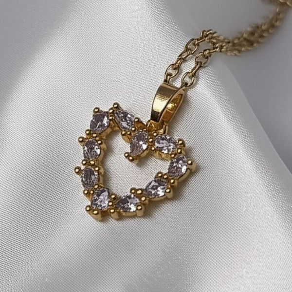 Цепочка с подвеской в форме сердца с фианитами J10822CJJ