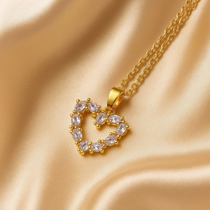 Цепочка с подвеской в форме сердца с фианитами J10822CJJ