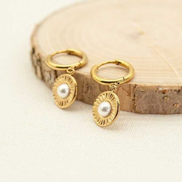 Серьги-конго с жемчужными подвесками CJD91443