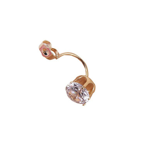 Золотистые стальные серьги-джекеты с символом дерево жизни и стразами 1J11530CJJ