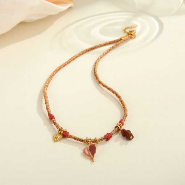 Цепочка с подвесками в форме капель из цветного стекла CJR63560