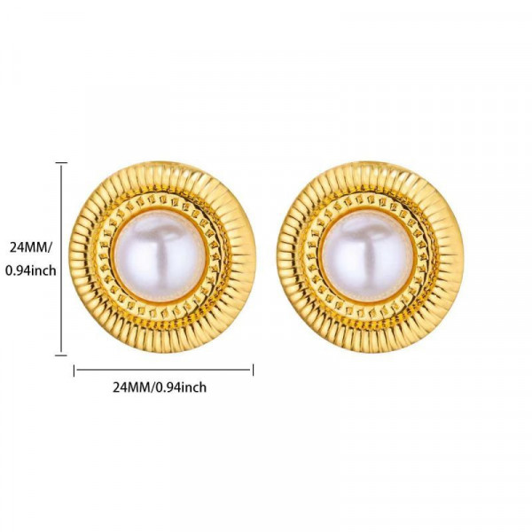 Серьги-пусеты Диски с белой эмалью CJN82522