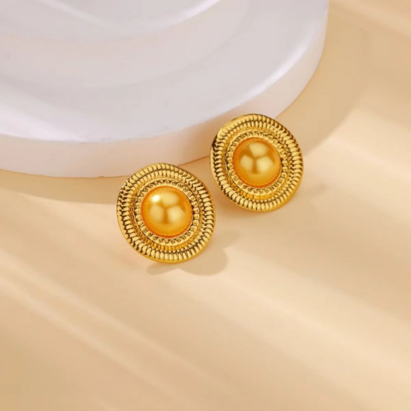 Серьги-пусеты Диски с белой эмалью CJN82522