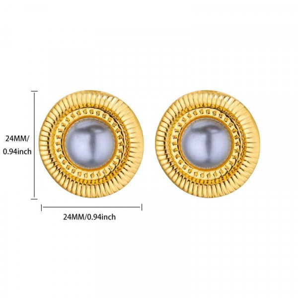 Серьги-пусеты Диски с белой эмалью CJN82522