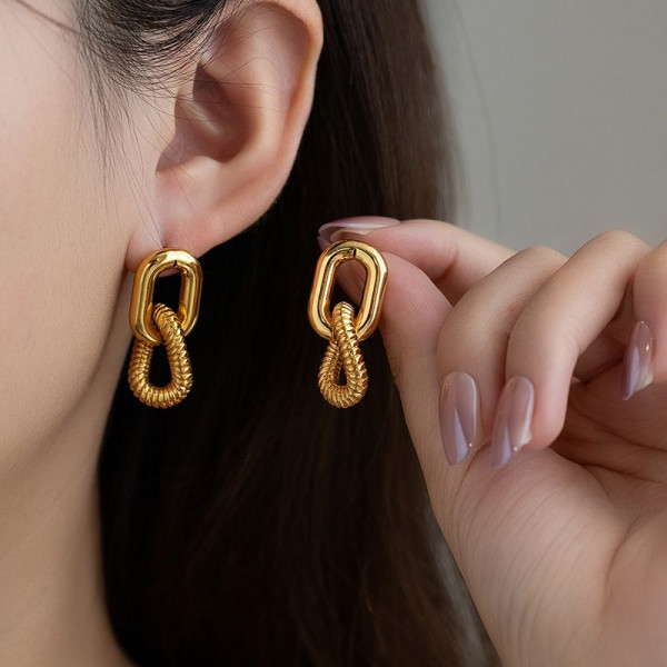 Висячие серьги-звенья комбинированные 1J12522CJJ