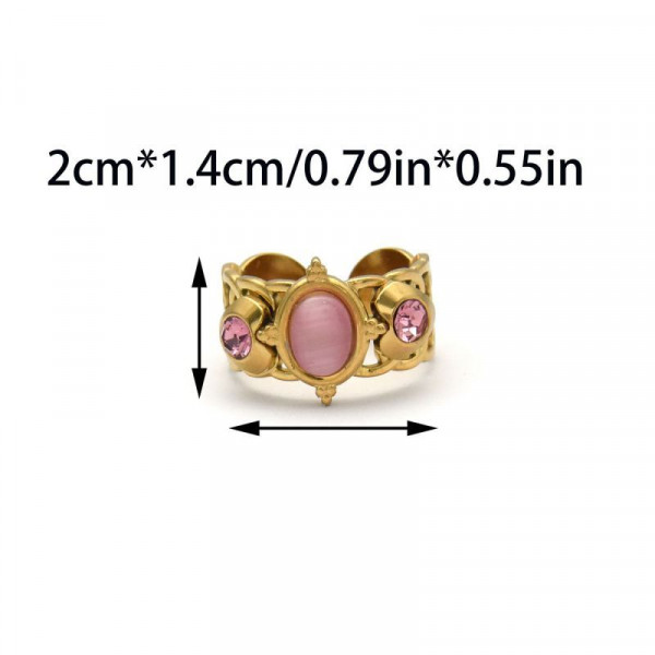 Широкое кольцо с крупными розовыми камнями CJP78182
