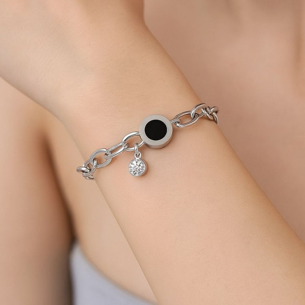 Браслет-цепочка с римским циферблатом и кристаллом 1J12010CJJ