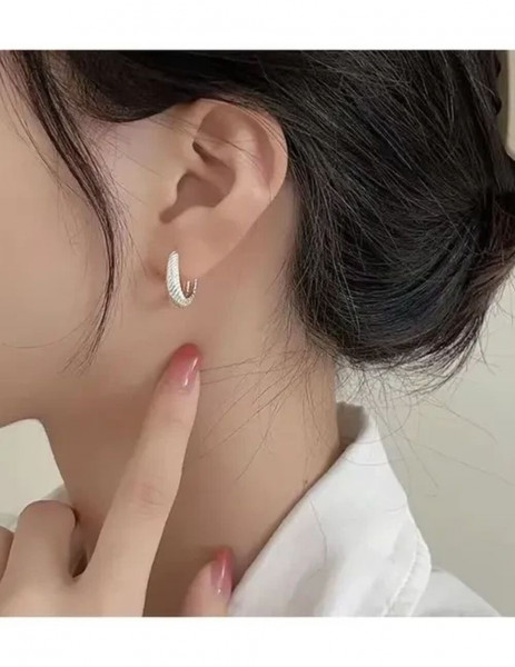 Серьги латунь с напылением платиной в виде кольца J10046CJJ