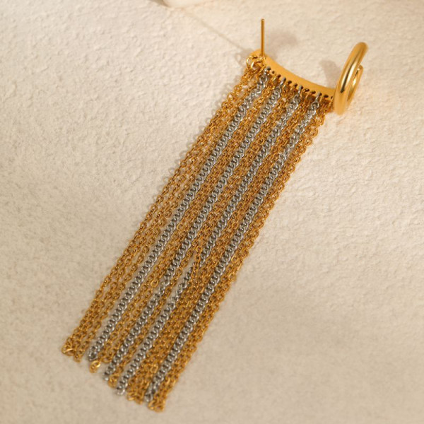 Серьги-каффы длинные «Металлический каскад» CJL83526