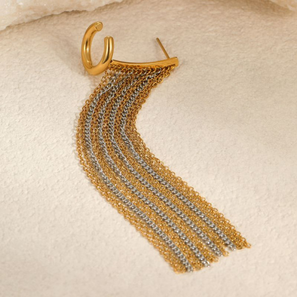 Серьги-каффы длинные «Металлический каскад» CJL83526