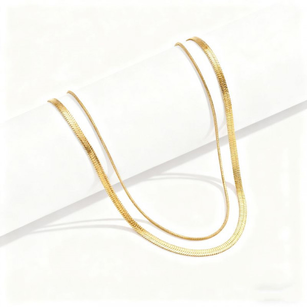 Многослойное колье из плоских цепочек 1J12236CJJ