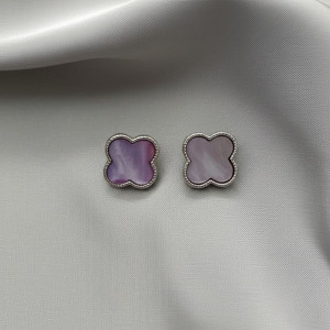 Серьги-гвоздики клевер с фиолетовой вставкой J10930CJJ