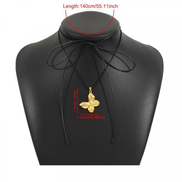 Длинный шнурок с подвеской в форме золотистой бабочки CJL32288