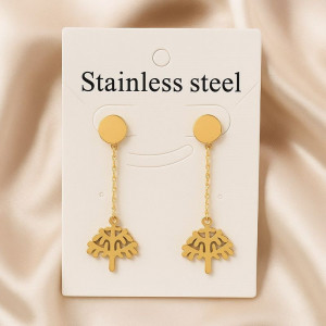 Серьги гвоздики древо жизни из стали с напылением золотом J11531CJJ