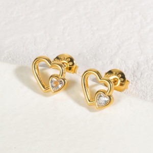 Серьги-пусеты Сердца контурные CJJ26094