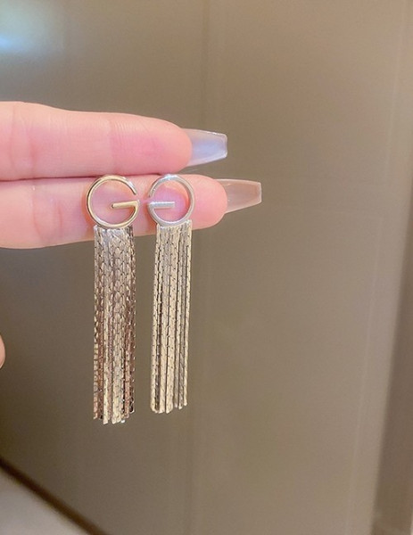 Длинные серьги-каскады из тонких цепей L14373