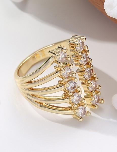 Массивное кольцо с тремя рядами фианитов U81955