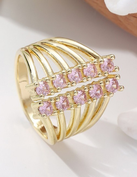 Массивное кольцо с тремя рядами фианитов U81955