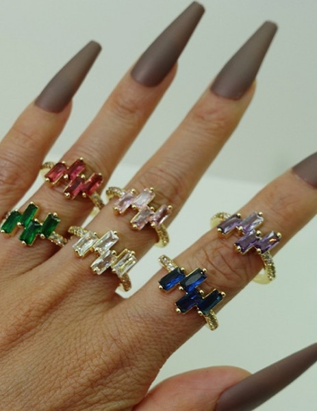 Массивное кольцо с тремя рядами фианитов U81955