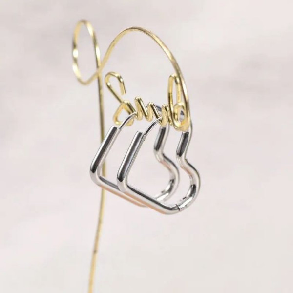 Стальные серьги-кольца сердца J10264CJJ