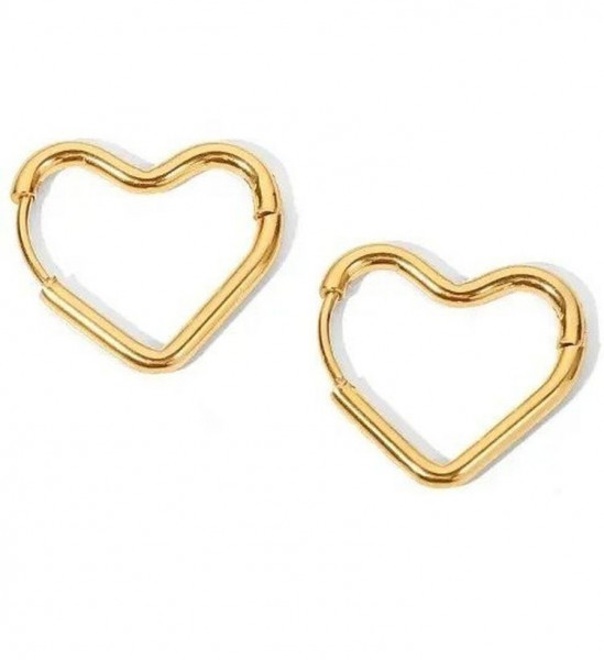 Стальные серьги-кольца сердца J10264CJJ