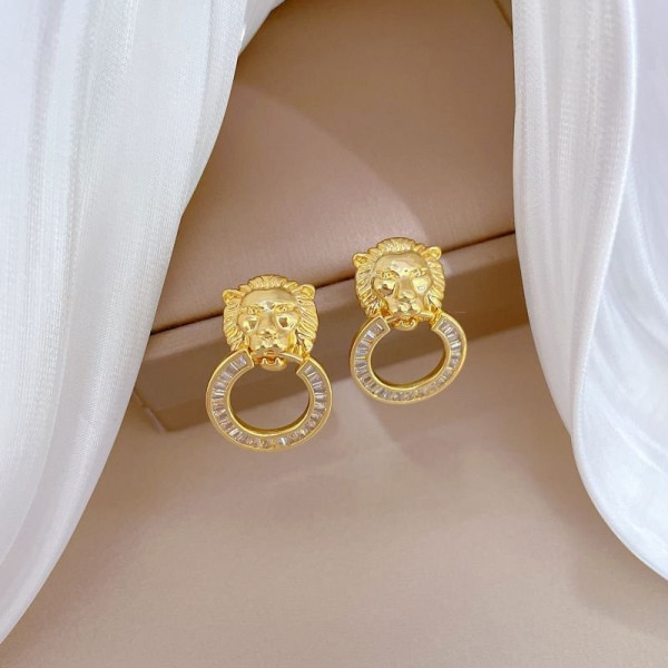 Серьги-пусеты Пантера с кольцом CJD94359