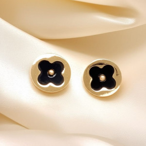 Серьги-гвоздики стальные с напылением золотом клевер J10132CJJ