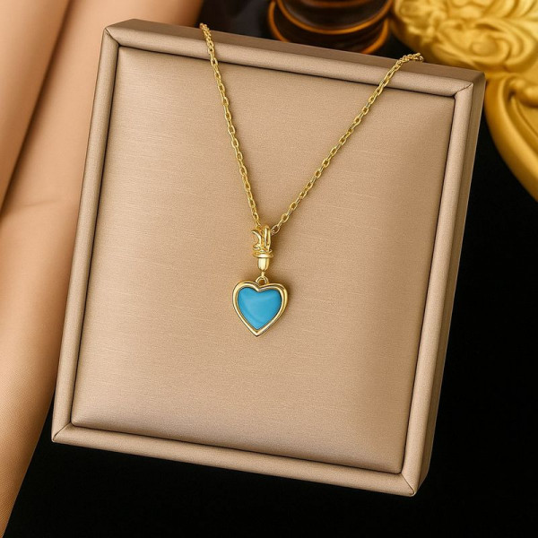 Цепочка с миниатюрной подвеской в форме бирюзового сердца J10824CJJ