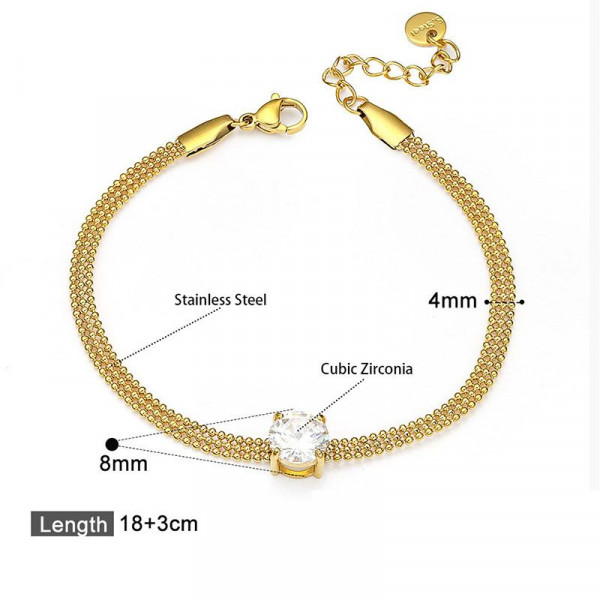 Браслет с плетением «колос» и сверкающим камнем CJN40336