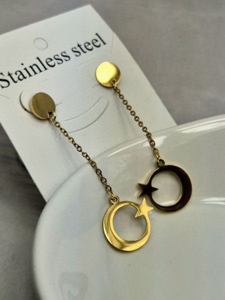 Серьги-пусеты с лунными подвесками J11532CJJ