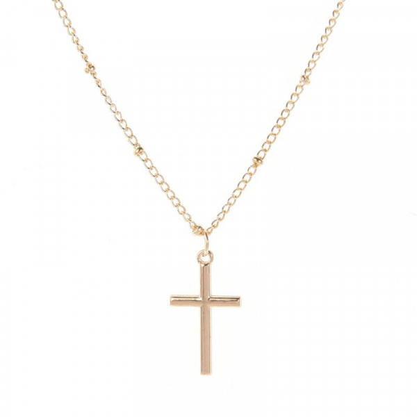 Золотистая цепочка с классическим тонким крестом MSK51199MSK
