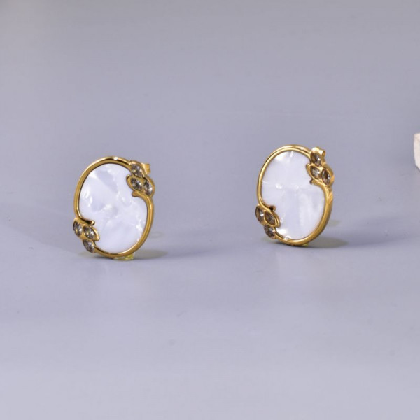 Серьги Овалы с декором CJL14416