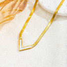Золотистое колье "змейка" с белой V-образной вставкой CJJ10529