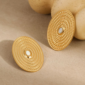 Серьги-пусеты Овалы с концентрической фактурой CJP85958