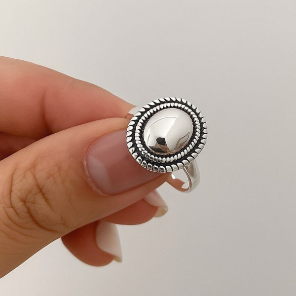 Массивное кольцо-печатка с перламутровой вставкой в стиле винтаж 1J12183CJJ