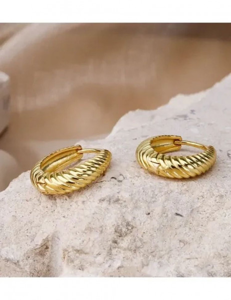 Серьги латунь с напылением золотом в виде кольца J10048CJJ