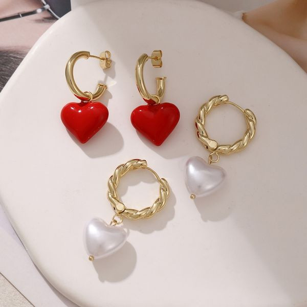 Серьги-конго с жемчужными сердцами CJL43490