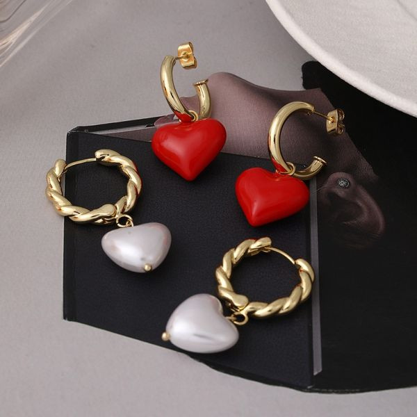 Серьги-конго с жемчужными сердцами CJL43490