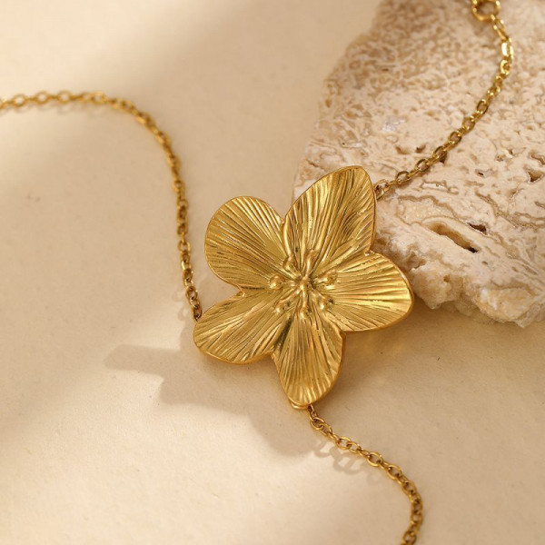 Браслет слейв золотистый цветок на изящной цепи CJQ18943